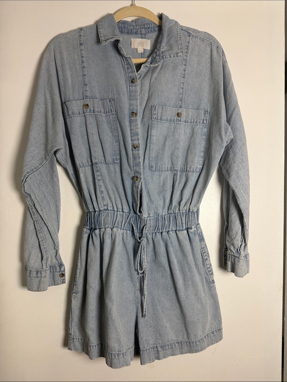 EVERY Light Wash Denim Utility Romper